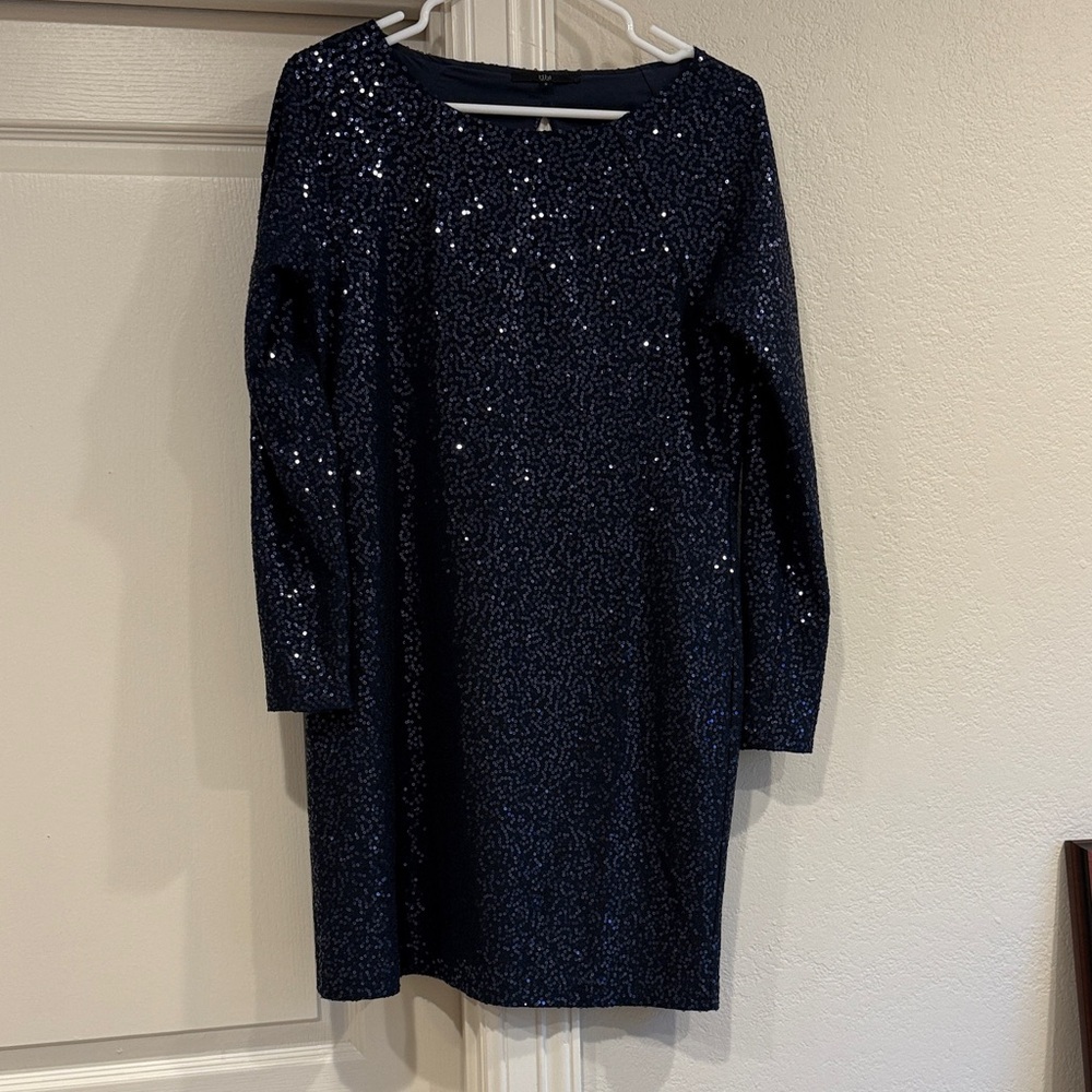 Tibi Navy Sequin Mini Dress